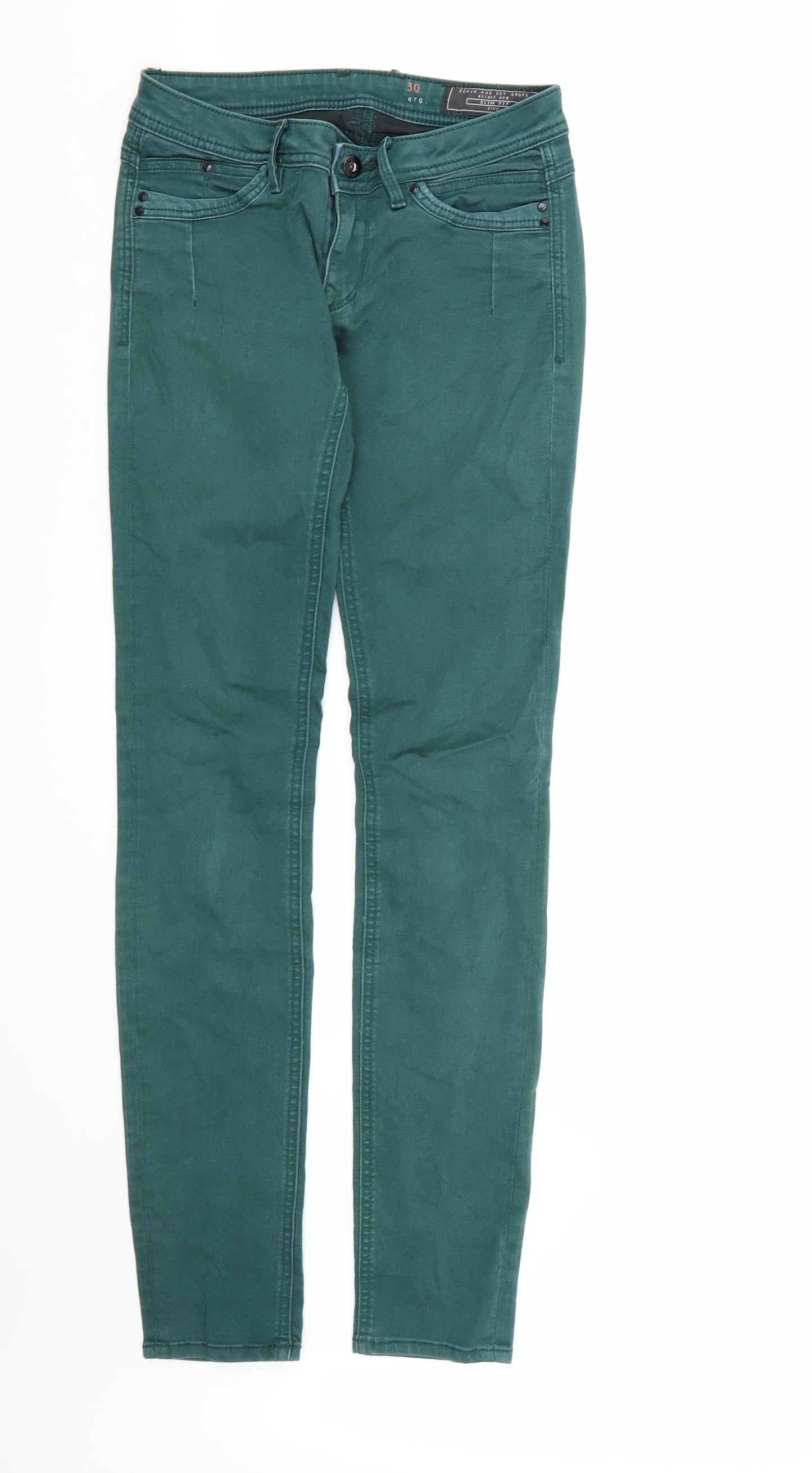EDC Mens Green  Denim Straight Jeans  L32 in