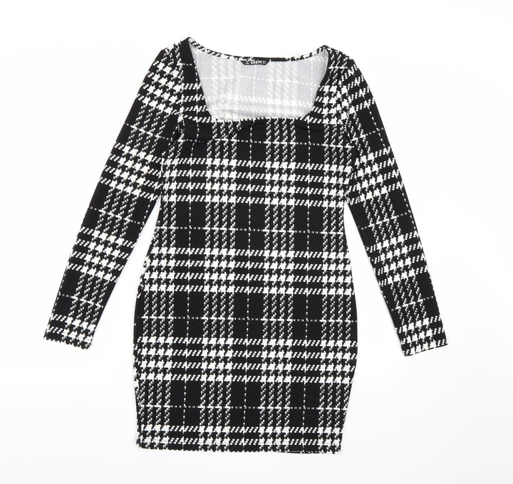 SheIn Womens Black Check A-Line Size M