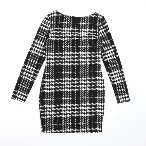 SheIn Womens Black Check  A-Line  Size M