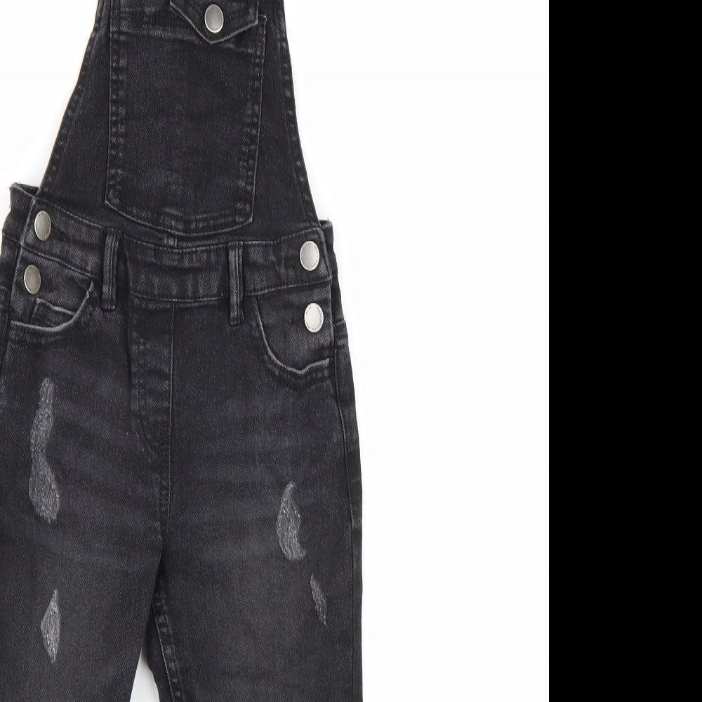 NEXT Girls Black  Denim Dungaree One-Piece Size 6 Years