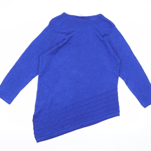 Mitzy Womens Blue  Knit Pullover Jumper Size M  - Assymetric