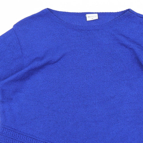 Mitzy Womens Blue  Knit Pullover Jumper Size M  - Assymetric