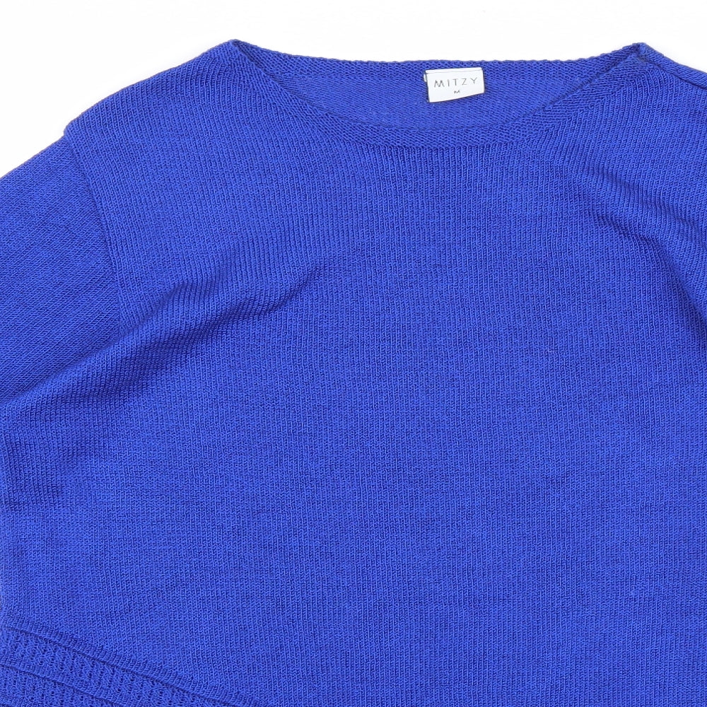 Mitzy Womens Blue  Knit Pullover Jumper Size M  - Assymetric