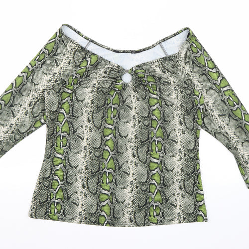 Dorothy Perkins Womens Green Animal Print  Basic Blouse Size 14