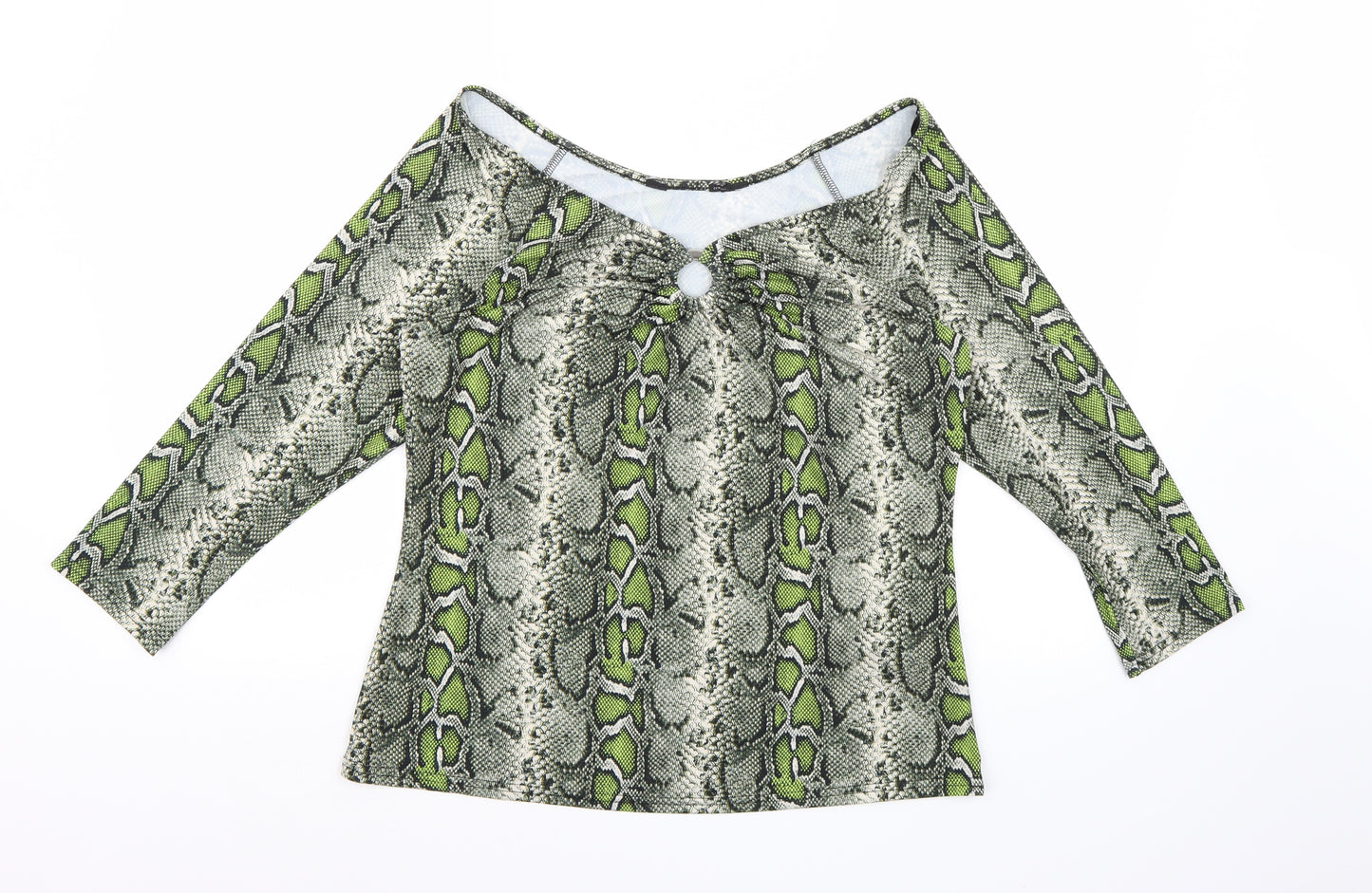 Dorothy Perkins Womens Green Animal Print  Basic Blouse Size 14