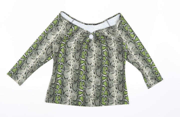 Dorothy Perkins Womens Green Animal Print  Basic Blouse Size 14