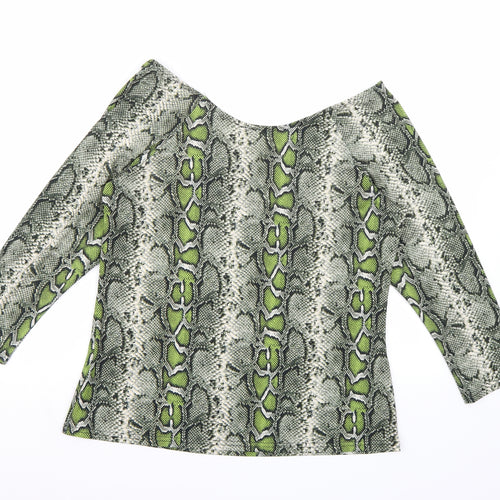 Dorothy Perkins Womens Green Animal Print  Basic Blouse Size 14