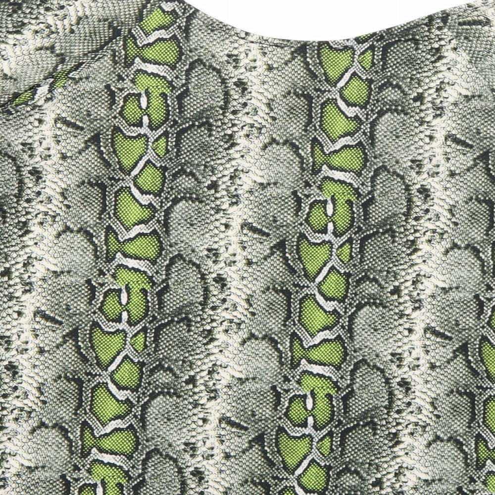 Dorothy Perkins Womens Green Animal Print  Basic Blouse Size 14