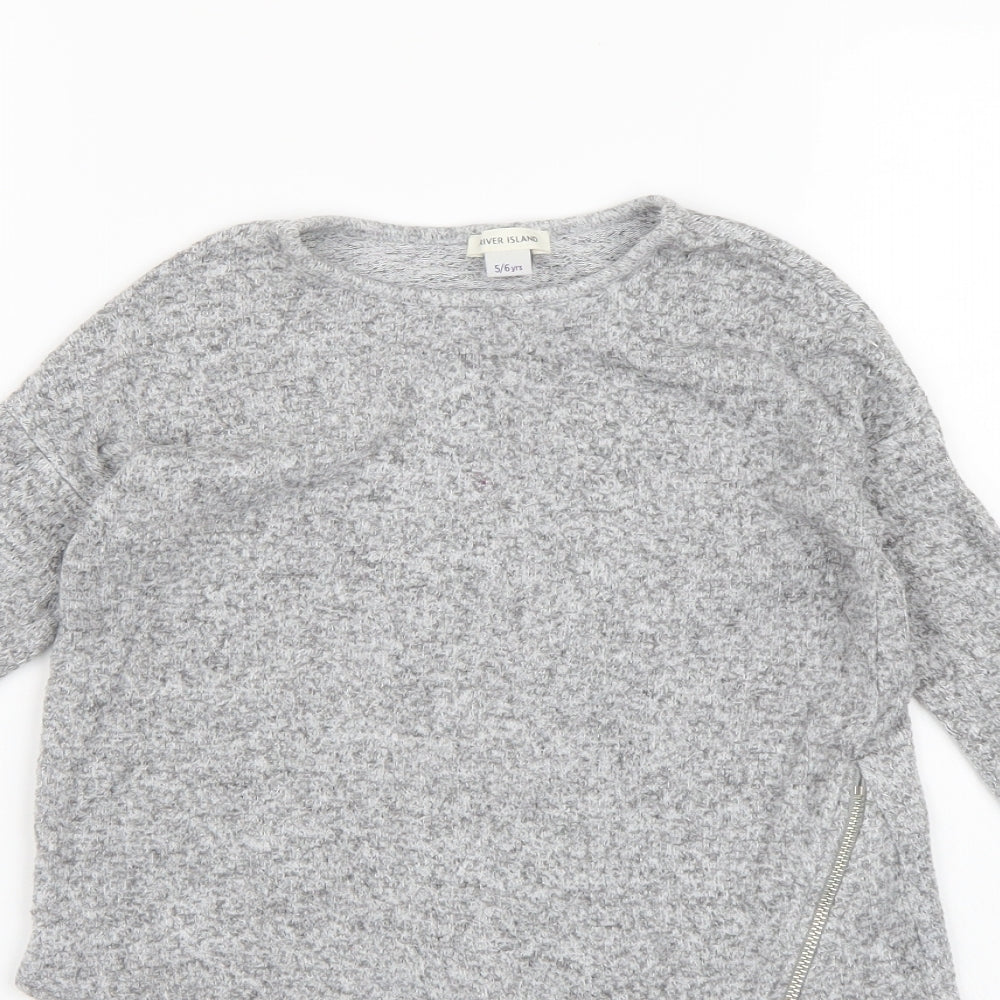 River Island Girls Grey  Knit Pullover Jumper Size 5-6 Years