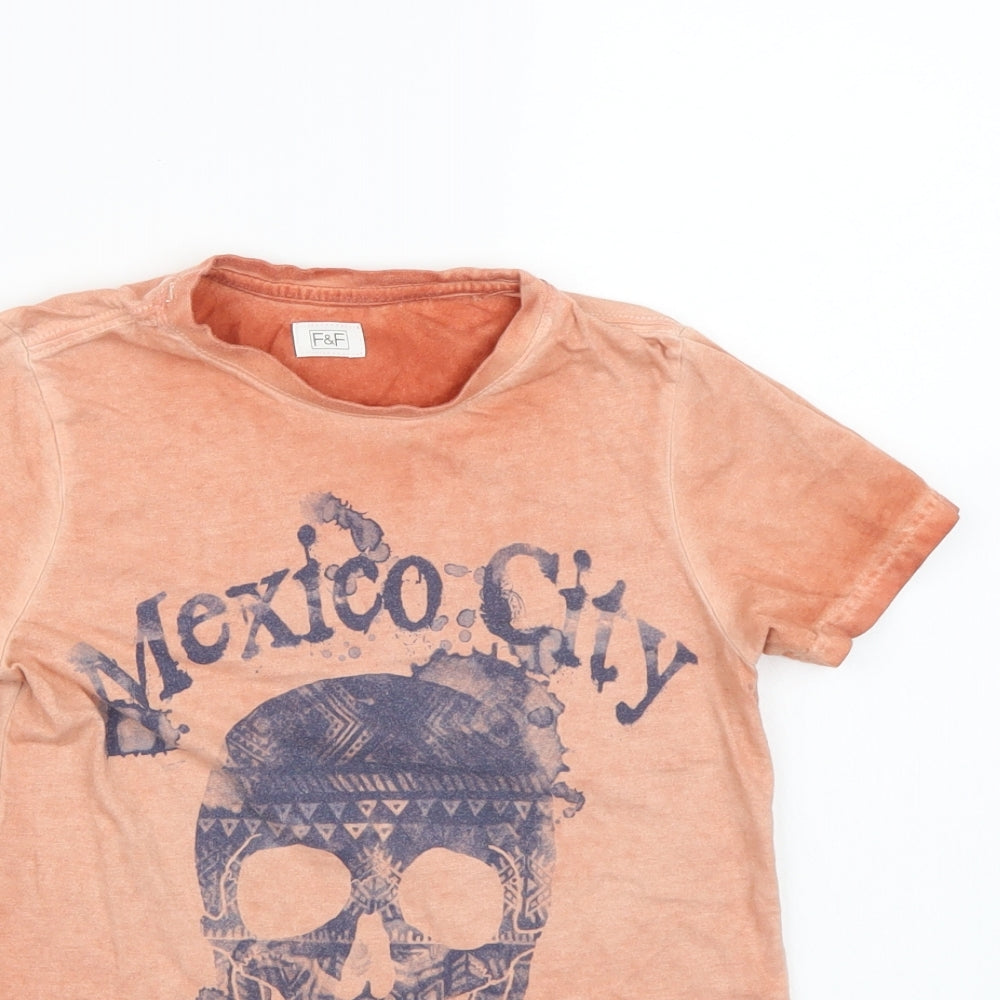 F&F Boys Orange   Basic T-Shirt Size 6-7 Years