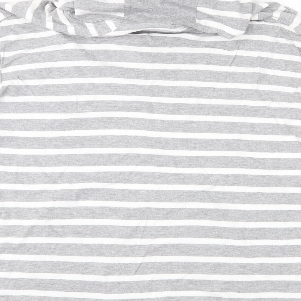 JACK & JONES Mens Grey Striped Jersey Pullover Hoodie Size XL