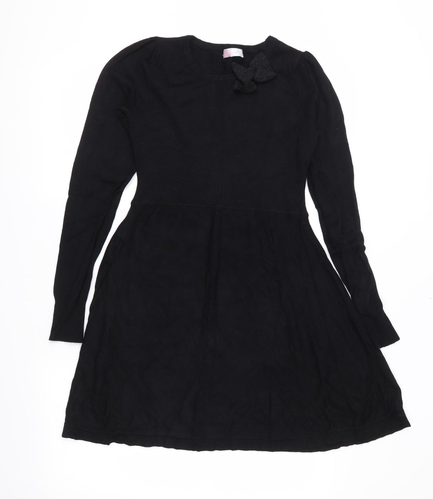 Free Spirit Girls Black  Knit Jumper Dress  Size 13-14 Years