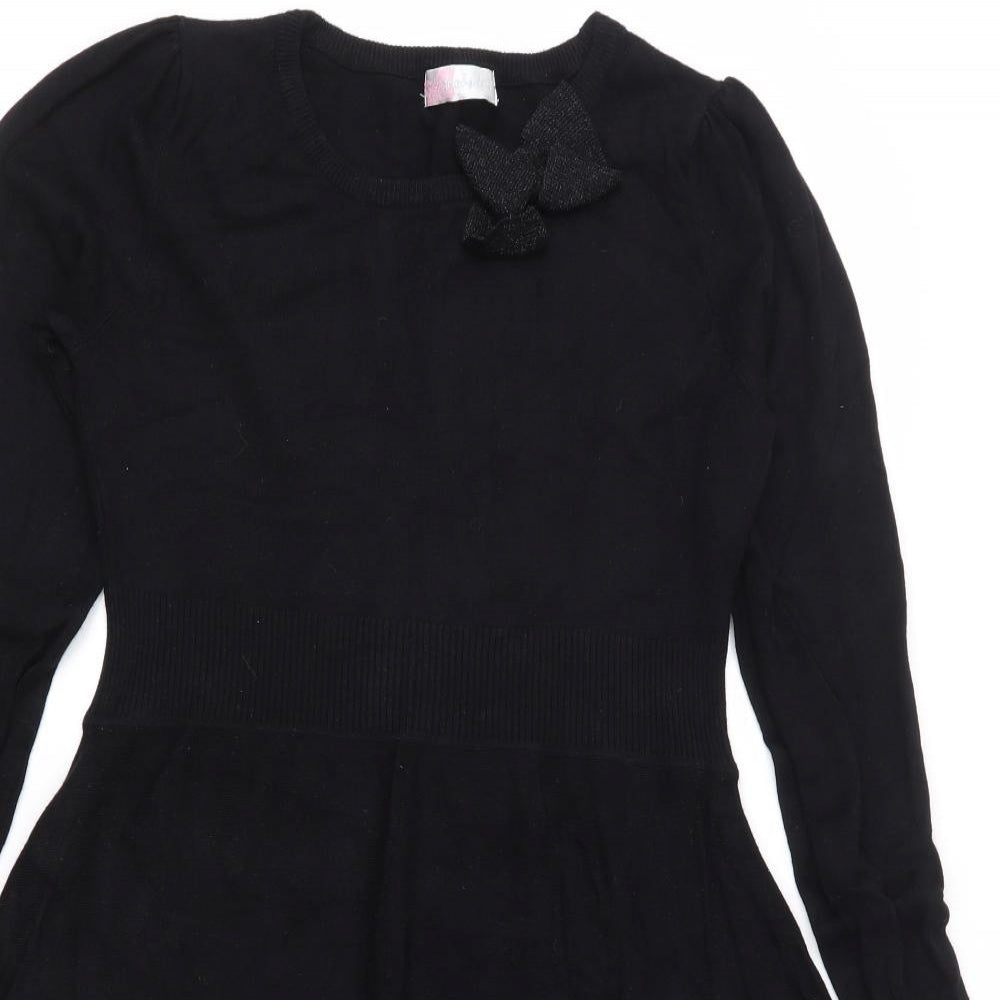 Free Spirit Girls Black  Knit Jumper Dress  Size 13-14 Years