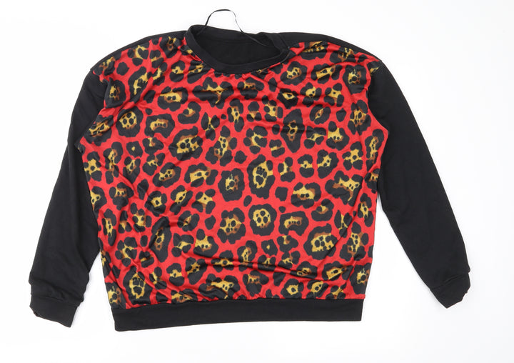 Primark Womens Red Animal Print Blended Fabric Pullover Sweatshirt Size 10