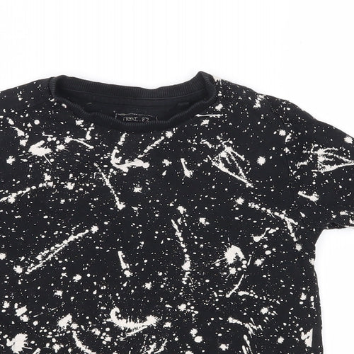 NEXT Boys Black Geometric Jersey Basic T-Shirt Size 3 Years