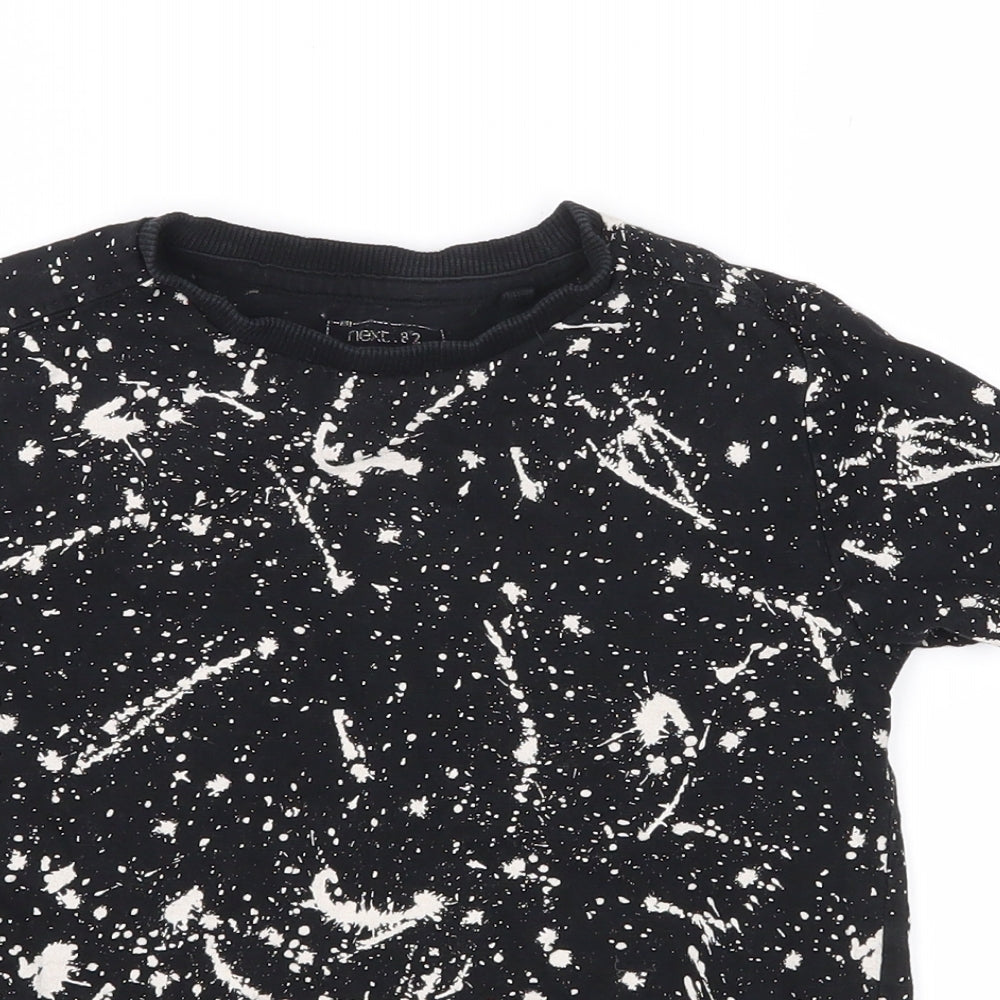 NEXT Boys Black Geometric Jersey Basic T-Shirt Size 3 Years