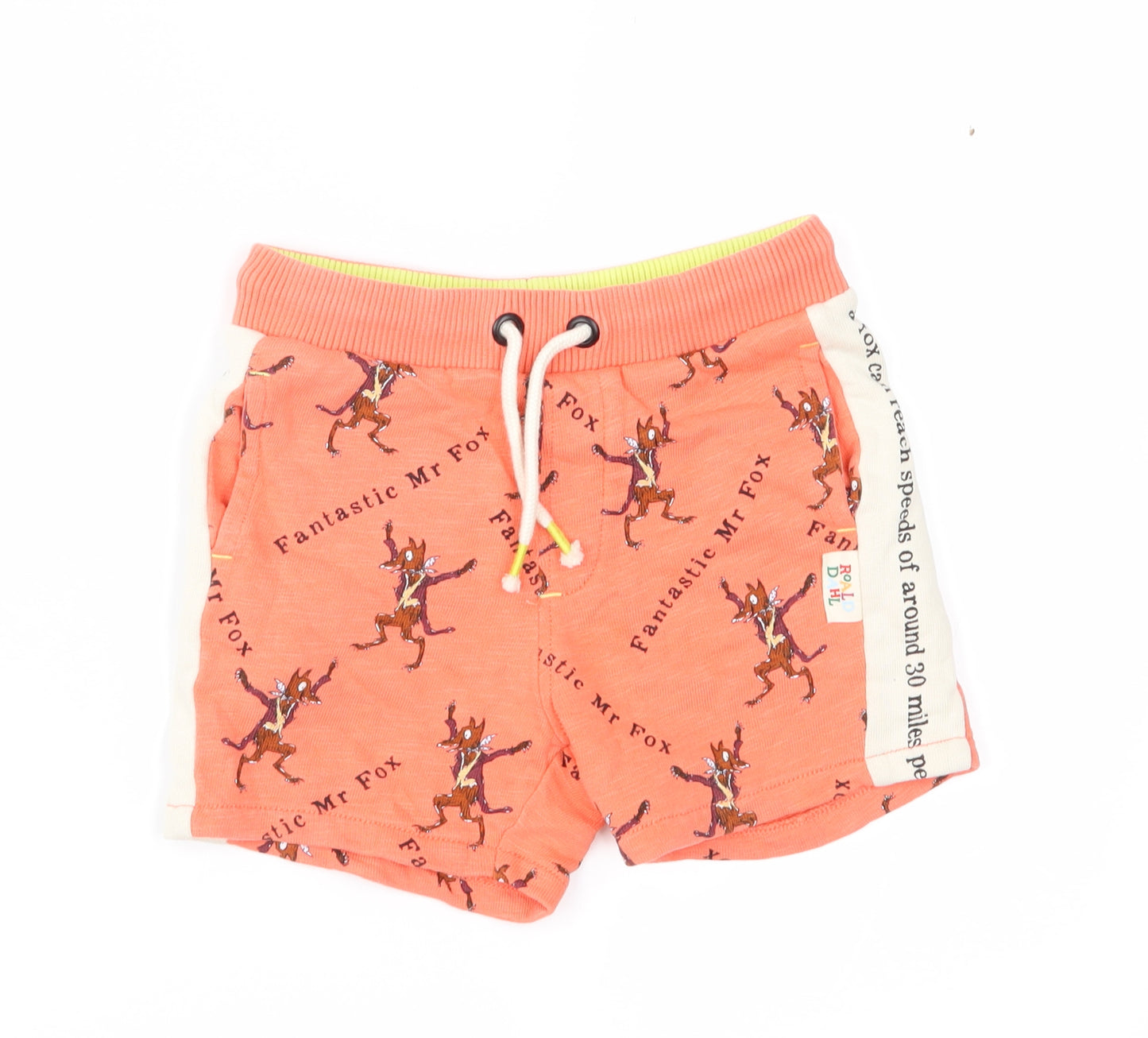 Marks and Spencer Boys Orange Geometric  Sweat Shorts Size 3-4 Years - Fantastic Mr Fox