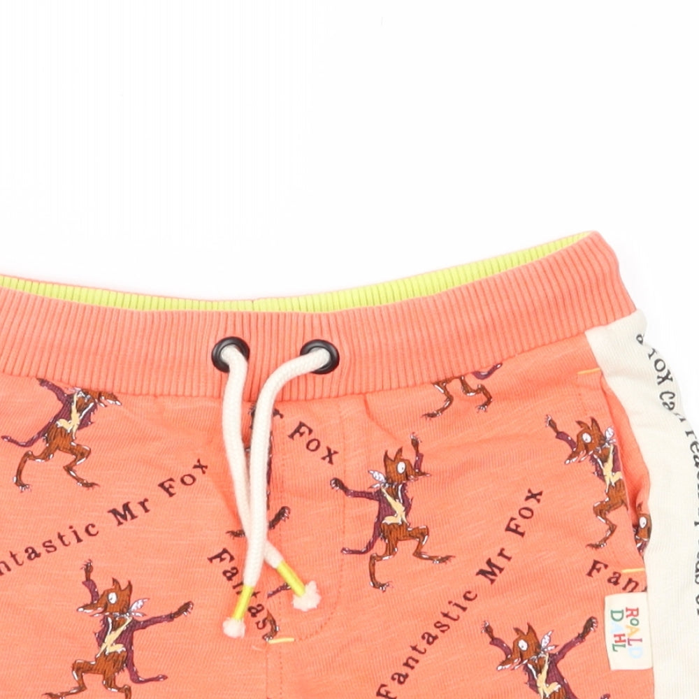 Marks and Spencer Boys Orange Geometric  Sweat Shorts Size 3-4 Years - Fantastic Mr Fox