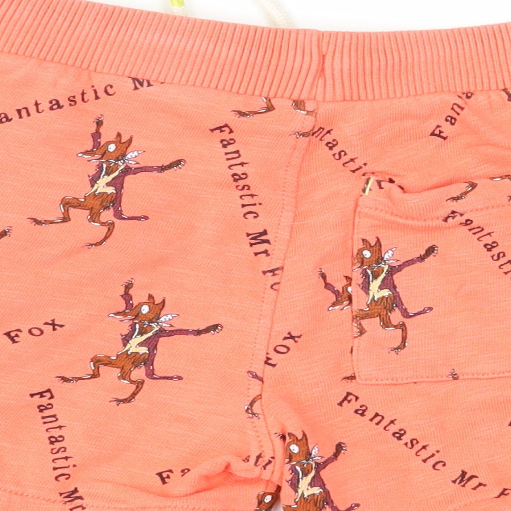 Marks and Spencer Boys Orange Geometric  Sweat Shorts Size 3-4 Years - Fantastic Mr Fox