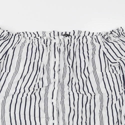 F&F Womens White Striped  Basic Blouse Size 8