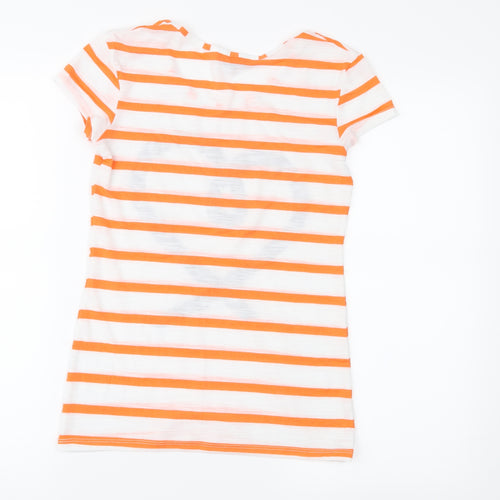 Therapy Womens White Striped Jersey Basic T-Shirt Size 8