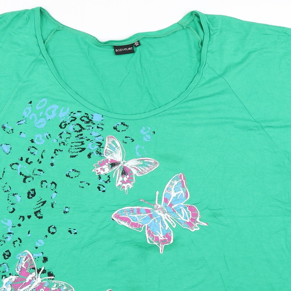 Bodyflirt Womens Green   Basic T-Shirt Size 22