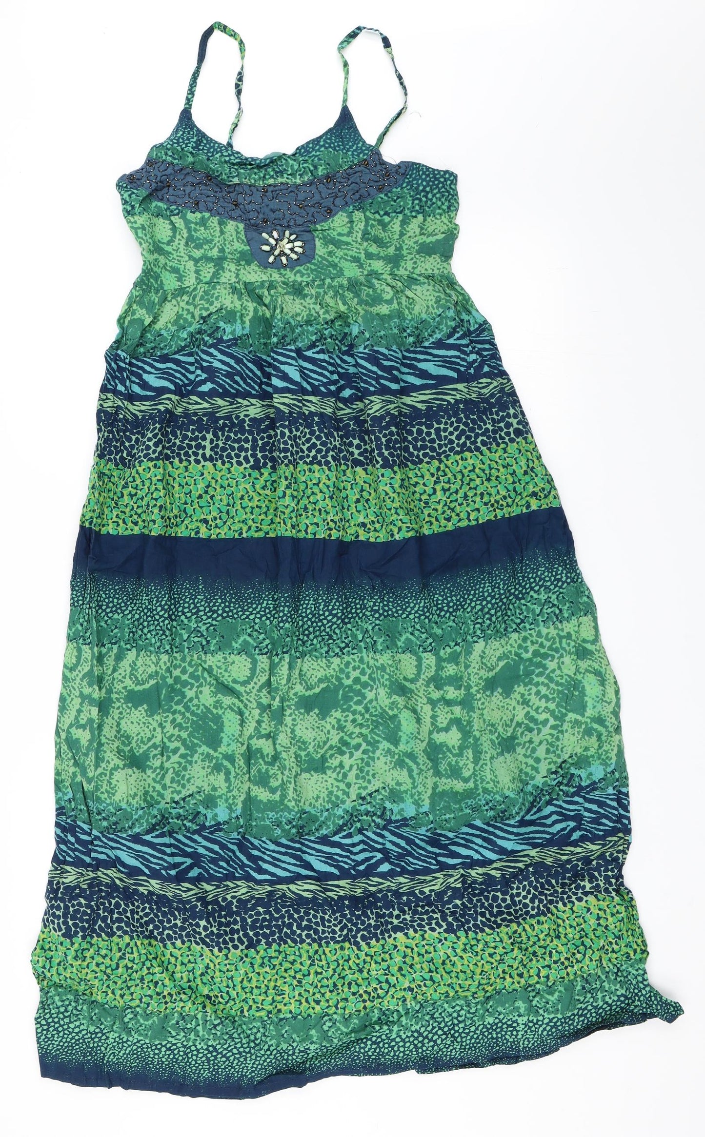 MHK Woman Womens Green Geometric  Fit & Flare  Size L