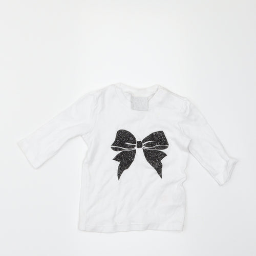 MINI MEL Girls White   Basic T-Shirt Size 3-6 Months