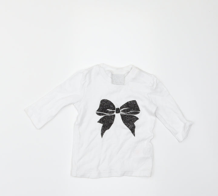 MINI MEL Girls White   Basic T-Shirt Size 3-6 Months