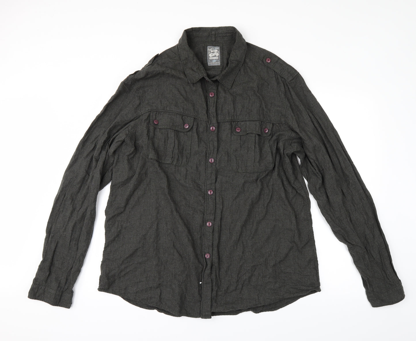 Burton Mens Grey    Button-Up Size 2XL