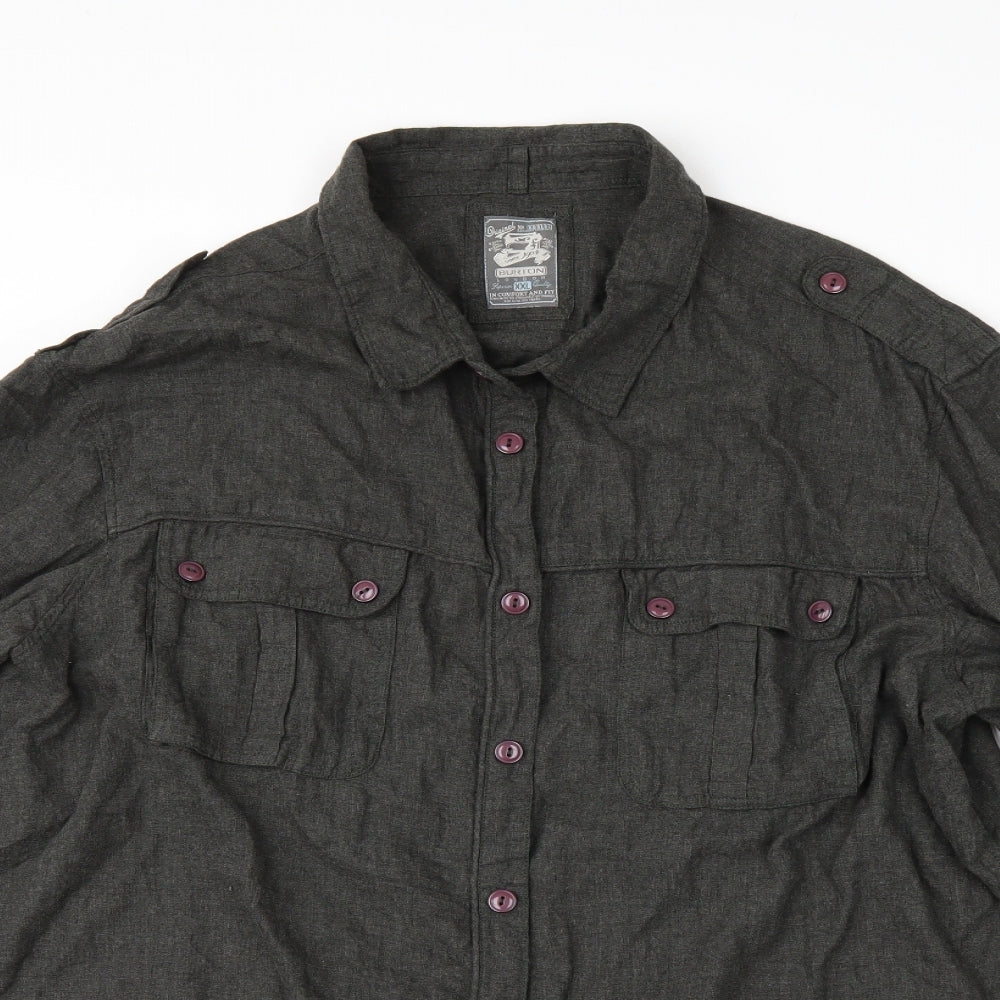 Burton Mens Grey    Button-Up Size 2XL
