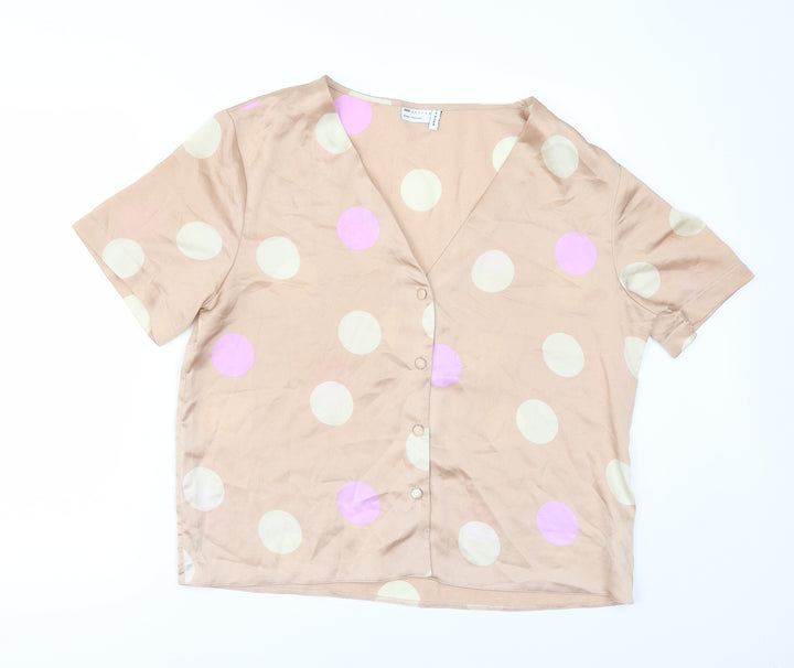 ASOS Womens Orange Polka Dot  Basic Button-Up Size 10