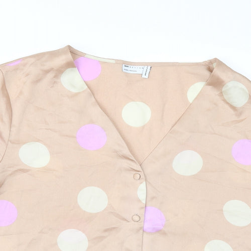 ASOS Womens Orange Polka Dot  Basic Button-Up Size 10