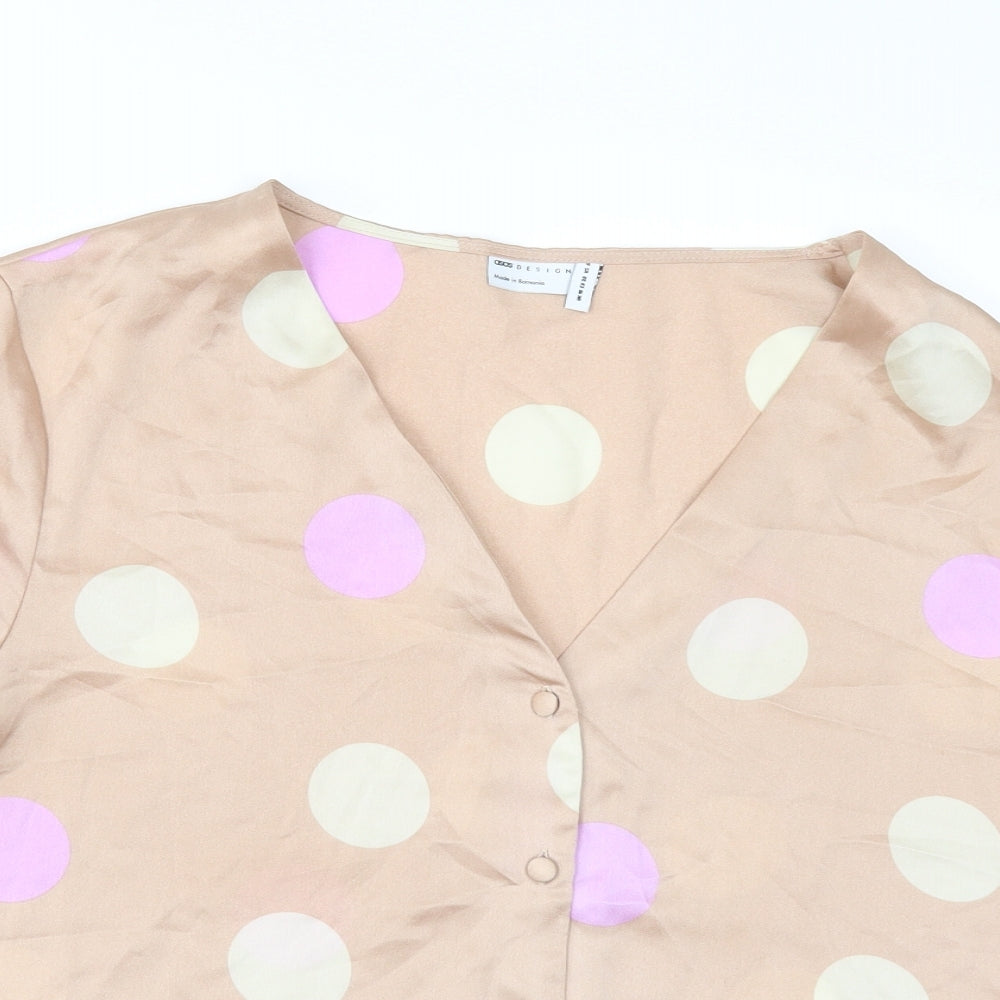 ASOS Womens Orange Polka Dot  Basic Button-Up Size 10
