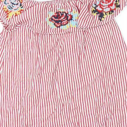 Love Label Womens Red Striped  Tunic Blouse Size L