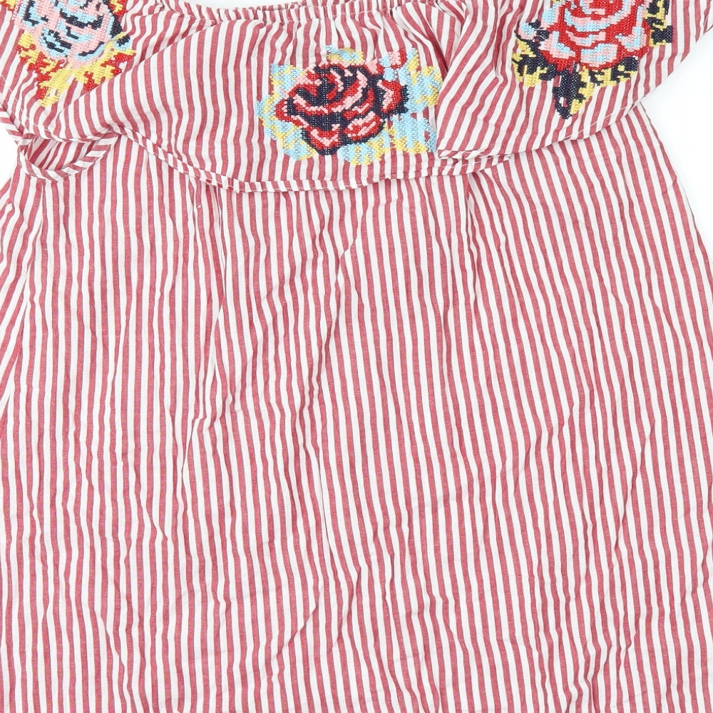 Love Label Womens Red Striped  Tunic Blouse Size L