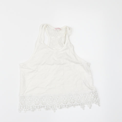 Miss E-vie Girls White   Basic T-Shirt Size 9-10 Years