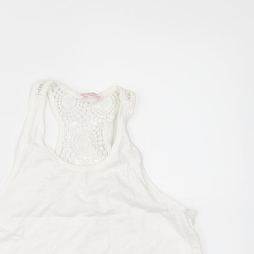 Miss E-vie Girls White   Basic T-Shirt Size 9-10 Years