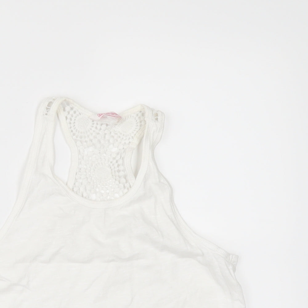 Miss E-vie Girls White   Basic T-Shirt Size 9-10 Years