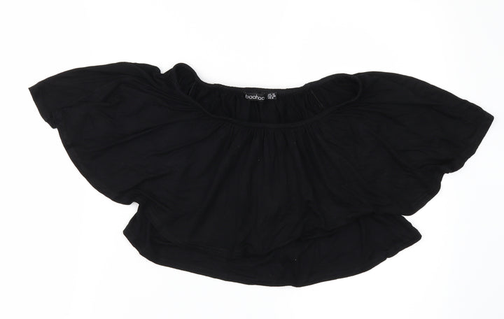 Boohoo Womens Black   Cropped Blouse Size 10