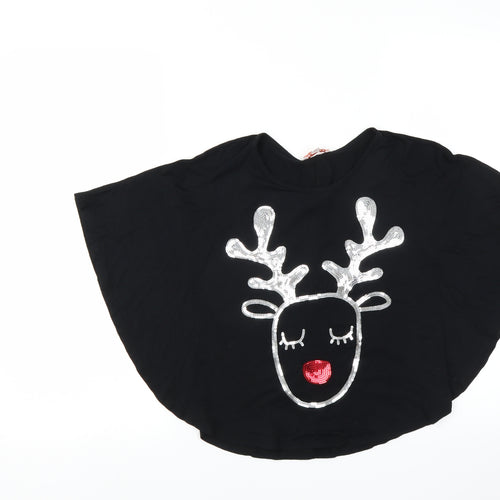 BlueZoo Girls Black   Basic Blouse Size 7-8 Years  - Reindeer