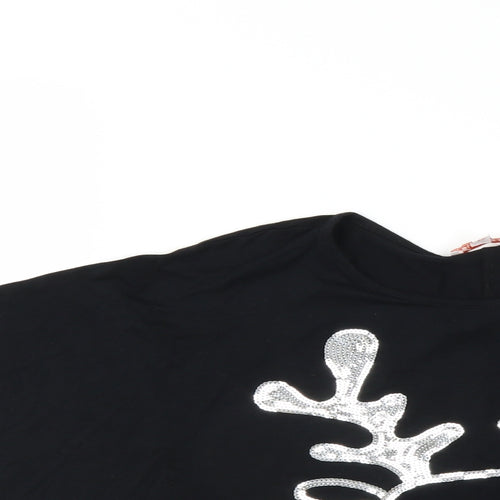 BlueZoo Girls Black   Basic Blouse Size 7-8 Years  - Reindeer