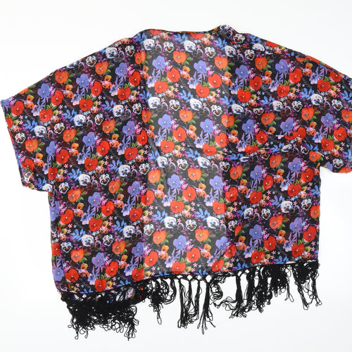 George Womens Black Floral  Basic Blouse Size 8  - sheer cover up