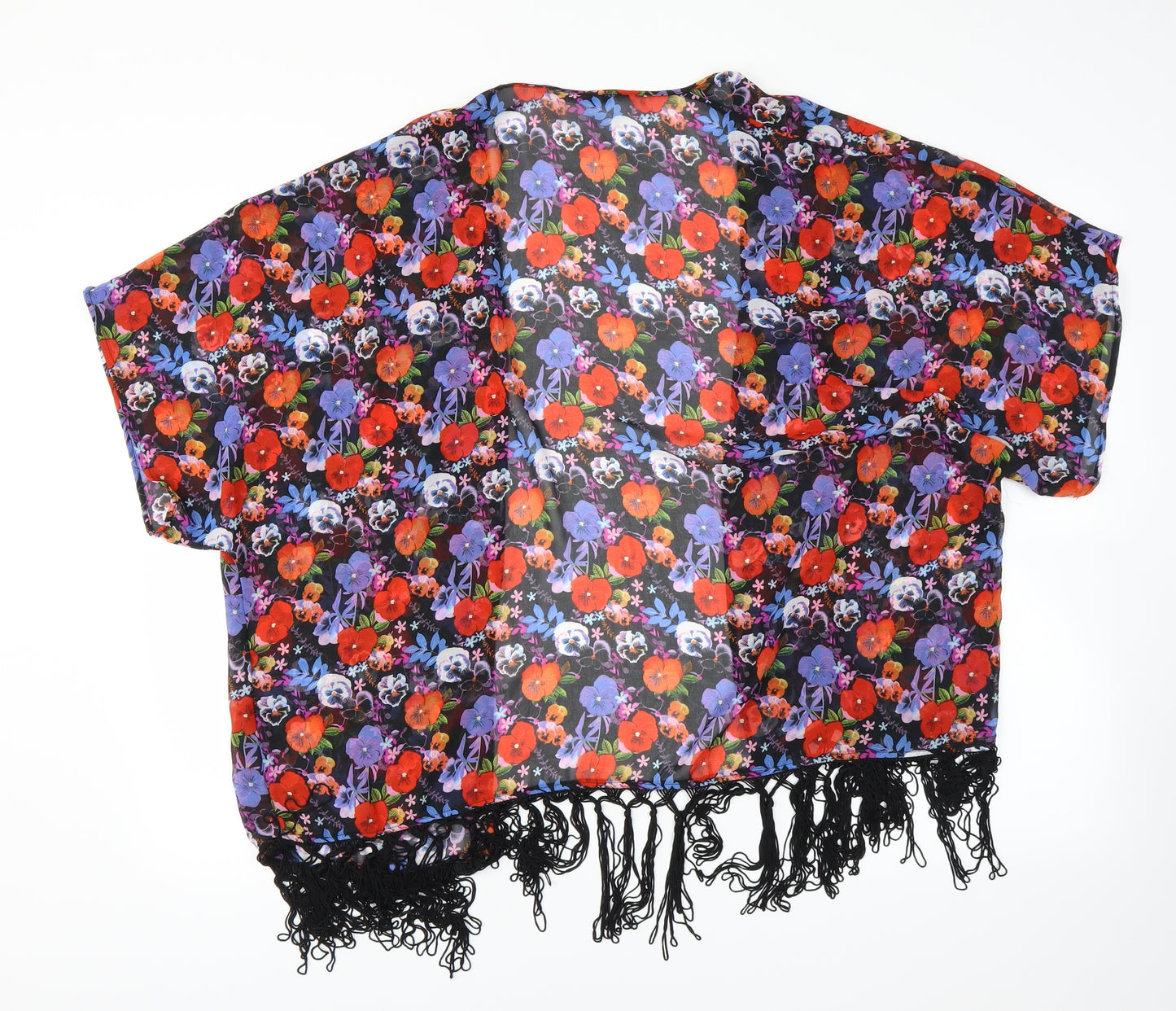 George Womens Black Floral  Basic Blouse Size 8  - sheer cover up