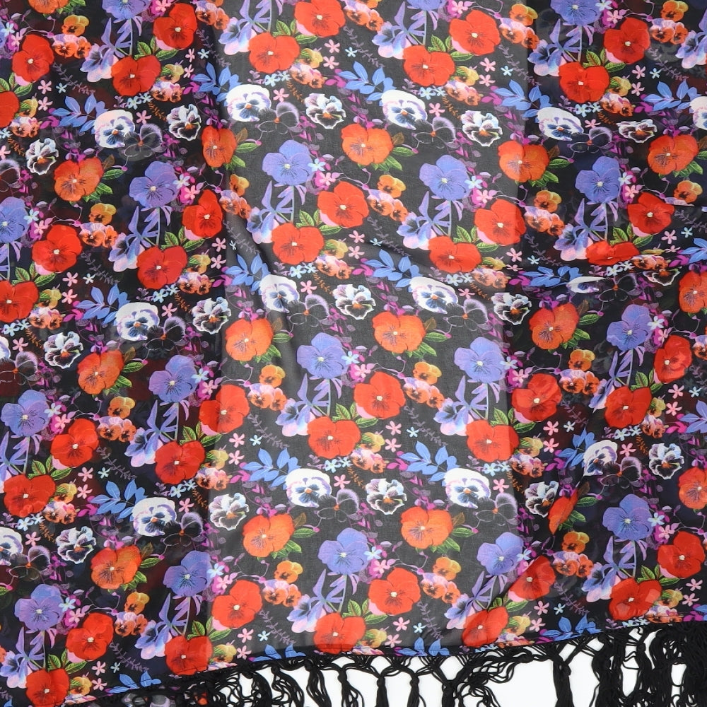 George Womens Black Floral  Basic Blouse Size 8  - sheer cover up