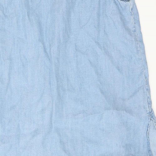 Zara Womens Blue   Basic Blouse Size M  - DIP HEM