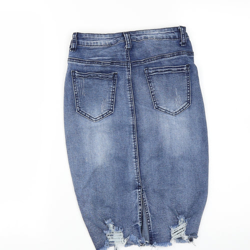 Girl VIVI Womens Blue   Straight & Pencil Skirt Size 8  - DISTRESSED