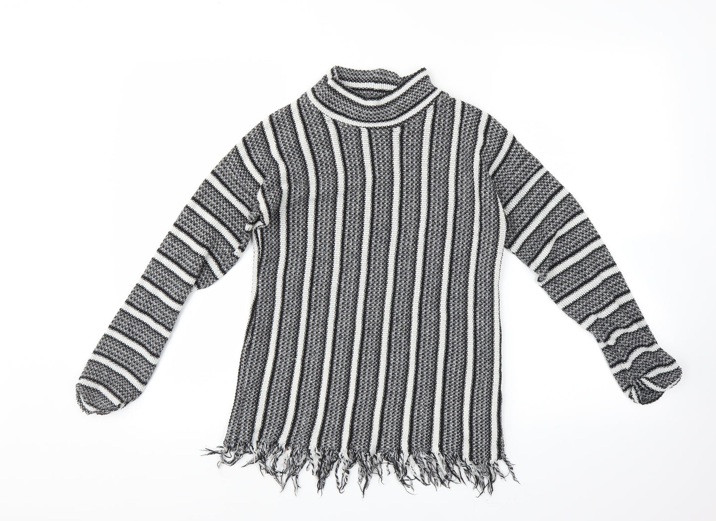 Topshop Womens Black Striped  Pullover Jumper Size 8
