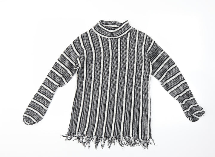 Topshop Womens Black Striped  Pullover Jumper Size 8