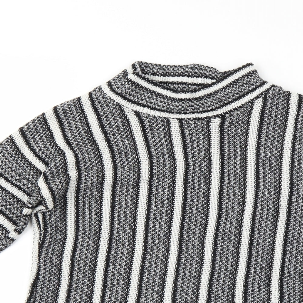 Topshop Womens Black Striped  Pullover Jumper Size 8